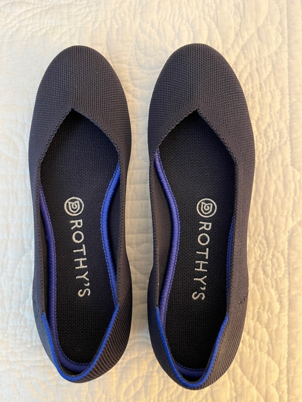 Rothy's Navy and Blue Trim Ballet Flats